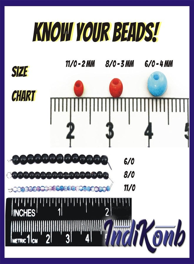 INDIKONB Glass Transparent Seed Beads 11/0 2 mm for Jewellery Making Material for Earring, Necklace, Bracelet Jewelry Making Set for Girls and Women - Image 3